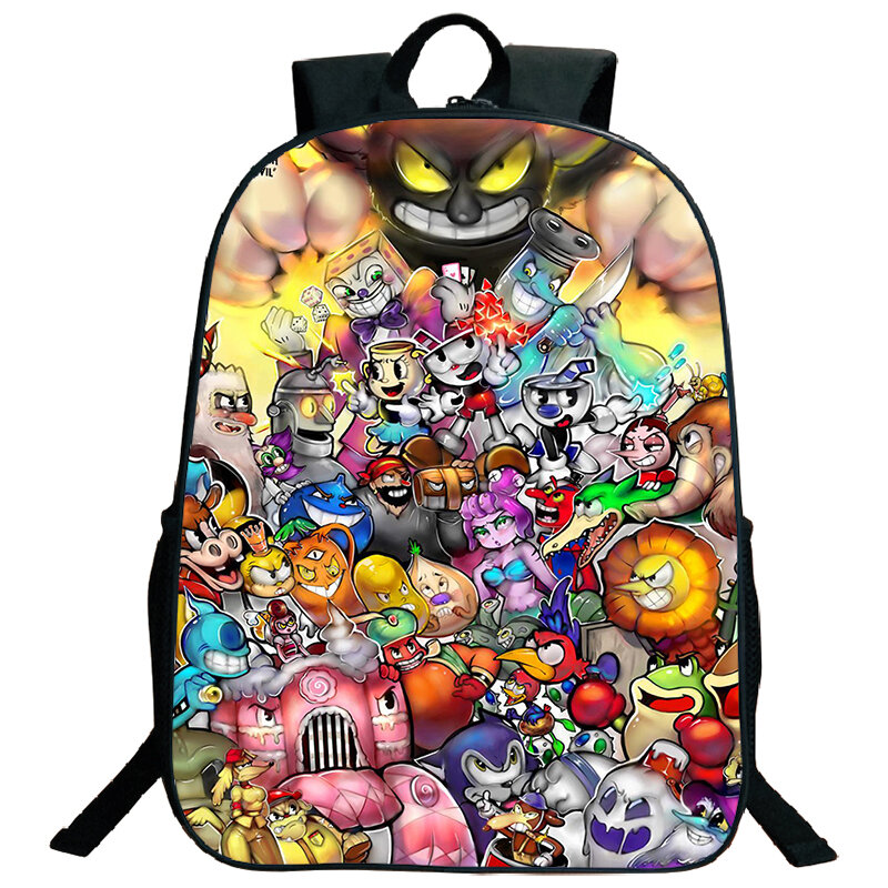 Large Capacity Cuphead Print Backpack for Boys Girls Student Cosplay Schoolbag Travel Bags Softback School Bags Laptop Bookbag