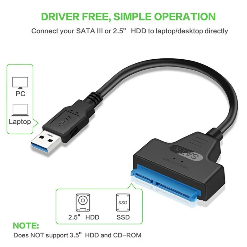 22 Pin 2 5-Zoll-USB-Sata-2 5-Adapterkabel Festplatte Festplatte externe Konverter Unterstützung Draht Büro Schule USB 3 0