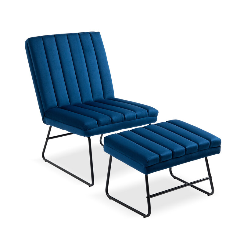 Chaise longue paresseuse moderne bleu foncé, pour loisir contemporain simple, ensemble de canapé-solution