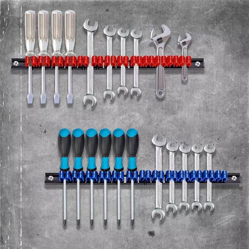 Organizador de destornilladores de 6 piezas, organizador de llaves, soporte de herramientas de mano, colgador de llaves de riel de plástico con Clips