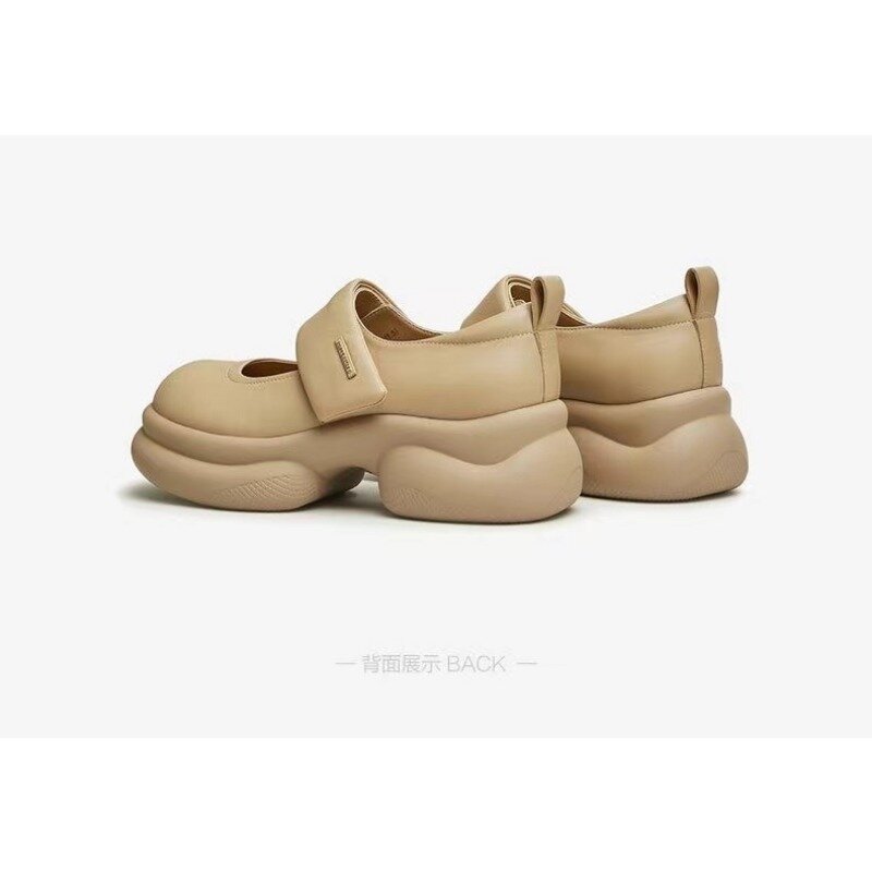 Korean Version of  Mary Jane Shallow Mouth Single Shoes Summer New Thick Sole Round Head Low Heel Outdoor Casual  Platform Shoes