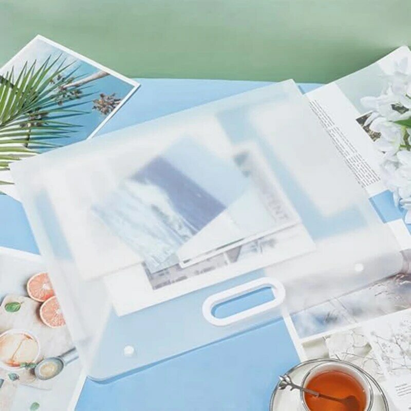 Plastic Art Folders com alças, à prova d'água pastas, retangular Art Storage Box, Pintura Esboço, Fotografia, 2pcs