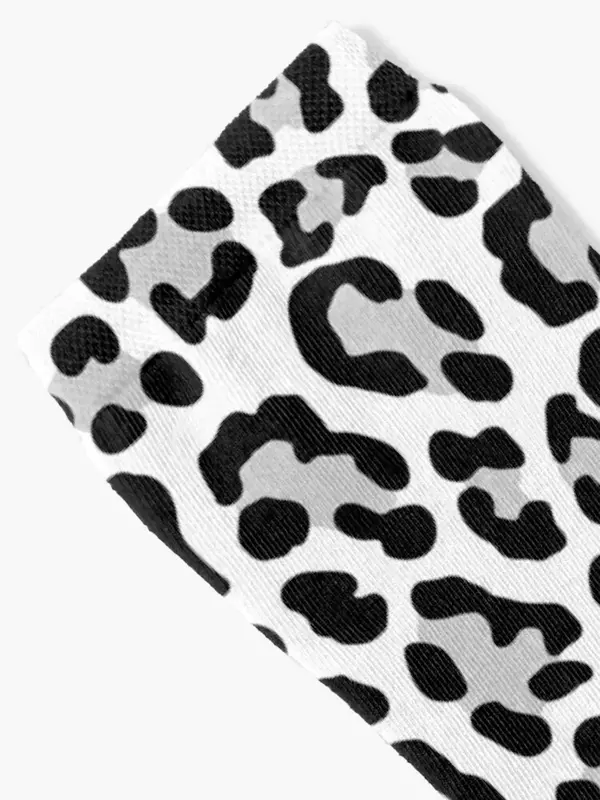 Chaussettes à imprimé léopard noir et blanc pour hommes, sports d'Halloween, loisirs, tennis, chaussettes amusantes pour dames