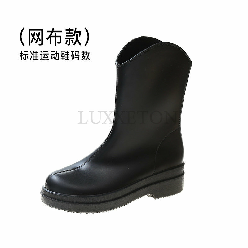Zapatos de lluvia impermeables para mujer, botas de goma cálidas a media pantorrilla, Calzado cómodo de jardín