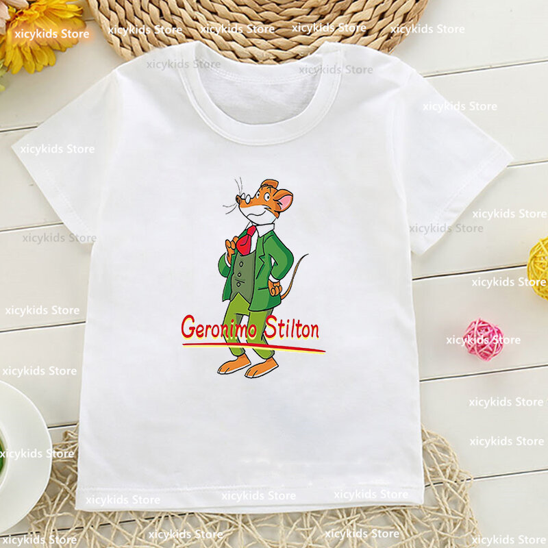 New Boys t-shirt Funny Geronimo Stilton Cartoon Print tshirt per ragazze Fashion Harajuku Baby magliette Cute Boys girls clothes