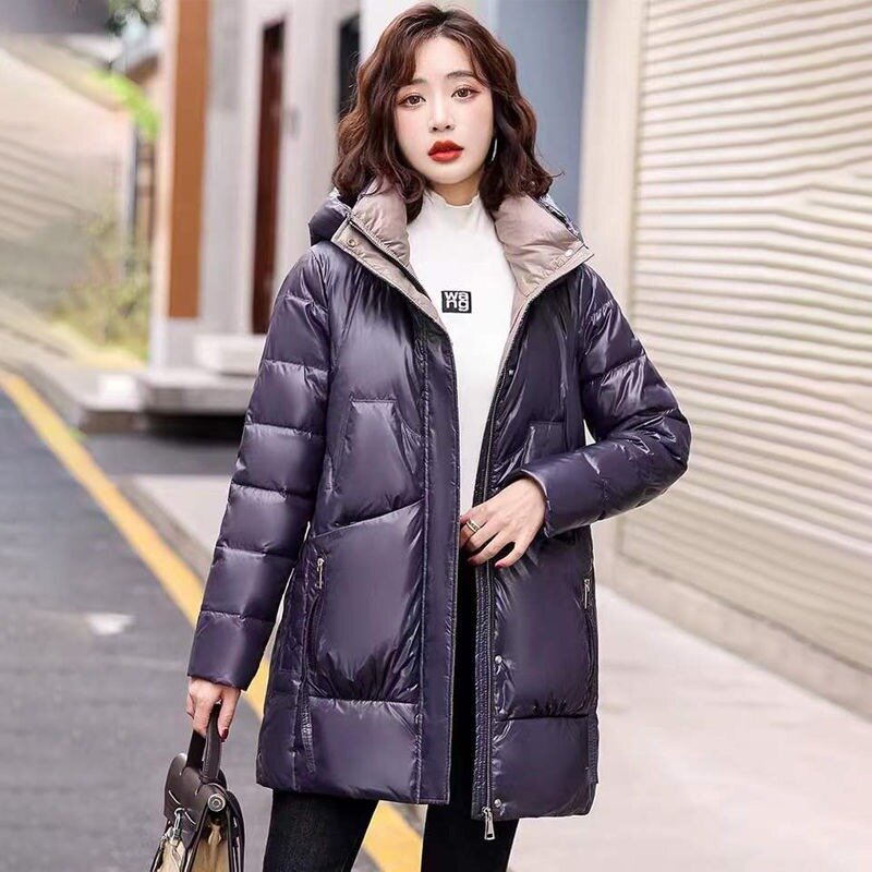 Hooded Parkas Jackets 2023 New Women Down Jacket Winter Coat Female Midi Length Version Parkas Coat Loose Thick Warm Outwear