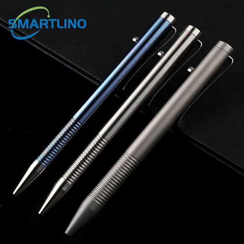 High Quality Titanium Tactical Bolt Action Ballpoint Pen Self Defense EDC Writing Tools for Outdoor Traveling Office Gift