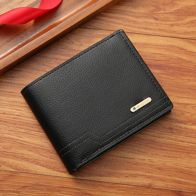Nuovo portafoglio da uomo portafoglio corto da uomo Fashion Casual Lychee Pattern portafoglio in morbida pelle Multi Card portafoglio piccolo di grande capacità