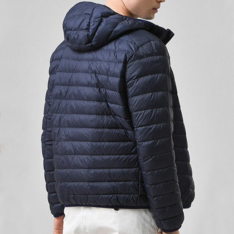Новая модная мужская Молодежная куртка с капюшоном шелковая нить ветрозащитное Легкое приталенное пальто осень-зима ультратонкие короткие куртки