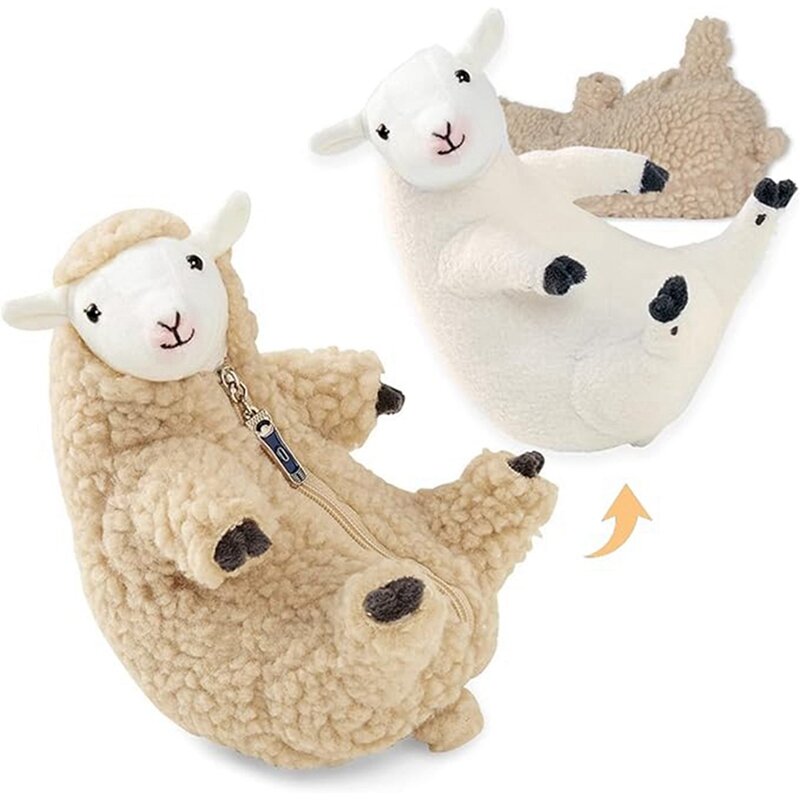 Peluche d'agneau drôle pour filles et garçons, mouton rasé, animal en peluche mignon, copain endormi, meilleurs cadeaux d'anniversaire pour adolescents, durable