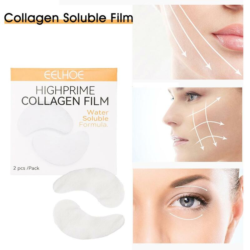 Película Soluble en colágeno para el cuidado de la piel de los ojos, 2 piezas, ácido hialurónico, reparación de ojeras, mascarilla reafirmante hidratante