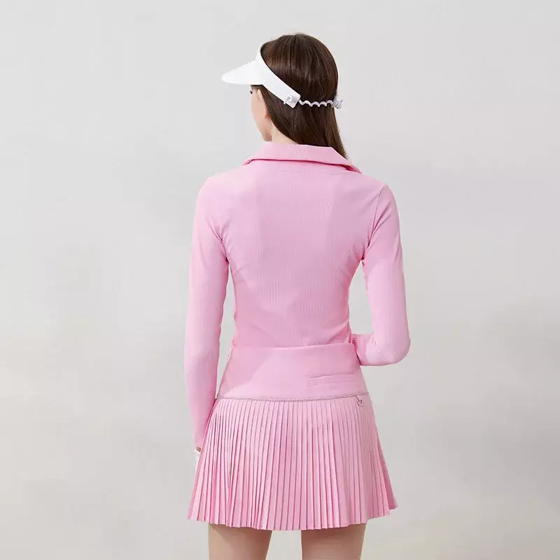 Golfist Lady-Tops de Golf con cuello en V para mujer, Jersey deportivo de manga larga, conjuntos de Falda plisada de Golf de cintura alta, anti-luz, informal