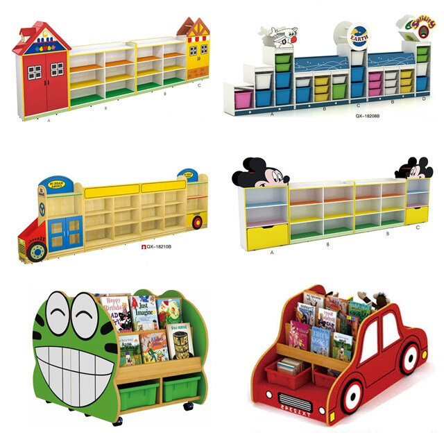 Cartoon children wooden bookcase for sale Frog shape book shelves for kids QX-202D