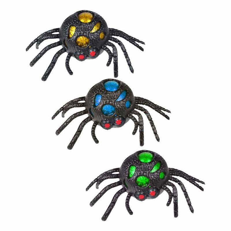 Mainan laba-laba mainan hewan lambat bola karet Halloween remasan laba-laba menakutkan stres gelisah tangan ventilasi pesta dekompresi O0L9