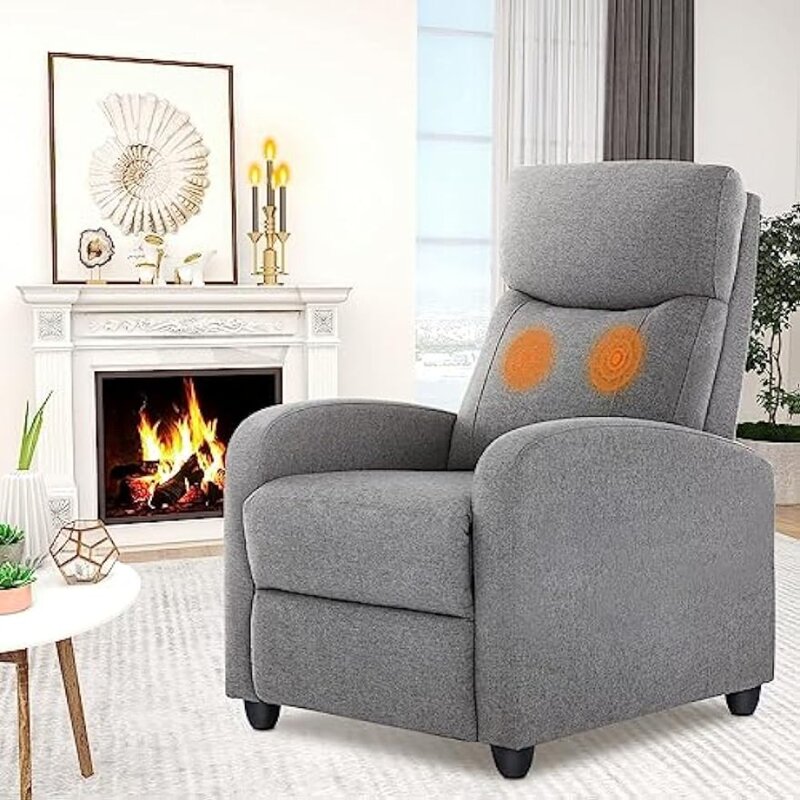 Adults Massage Fabric Small Sofa Home Theater Lumbar Support, Adjustable Modern Reclining Chair