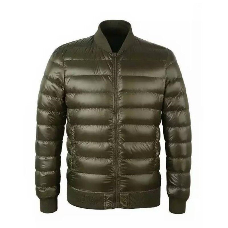 男性用の超軽量ダウンジャケット,白いダックダウンジャケット,襟とジッパー付き,冬用,2023