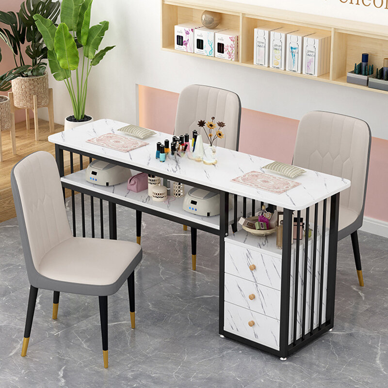 Nordic stacja do Manicure z kutego żelaza do komercyjnych stołów meble do salonu kosmetycznego prosty ekonomiczny ekskluzywny stół profesjonalny Manicure