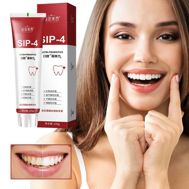 100G SIP-4โปรไบโอติกยาสีฟันสูตรฟันขาวช่วยให้กระจ่างใสและขจัดคราบ Sp-4ยาสีฟันลมหายใจสดชื่นปรับปรุงฟันเหลือง