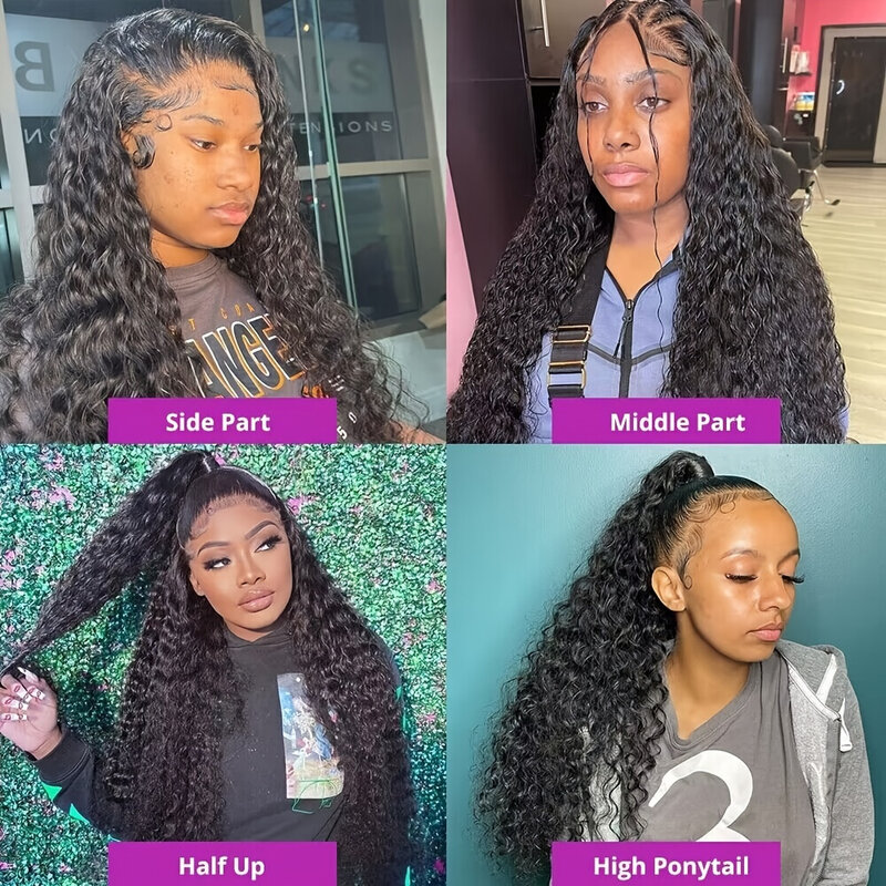 150% 180% Density Deep Wave Frontal Wigs For Black Women Curly Human Hair Brazilian 13x4 Wet And Wavy Water Wave Lace Wig