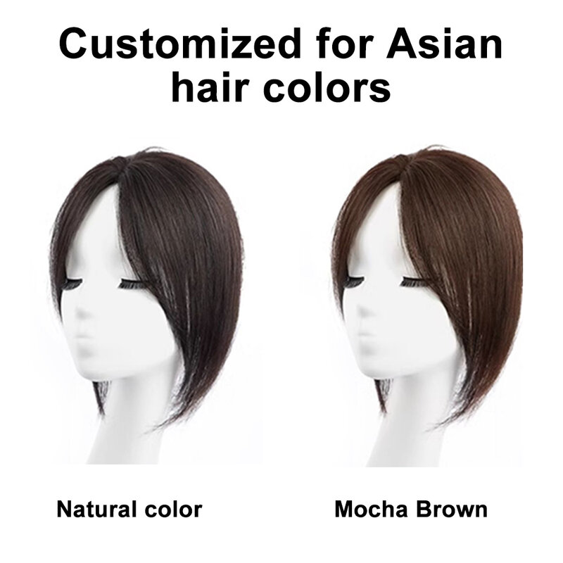 Topper rambut untuk wanita dengan rambut tipis alami hitam rambut manusia asli untuk dahi wanita terenkripsi F desain tepi jaring