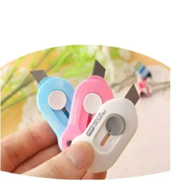 3pcs Mini Portable Small Utility Knife Office Supplies Hook Belt Invisible Box Cutting Cutter Letter Opener Sword Color Random