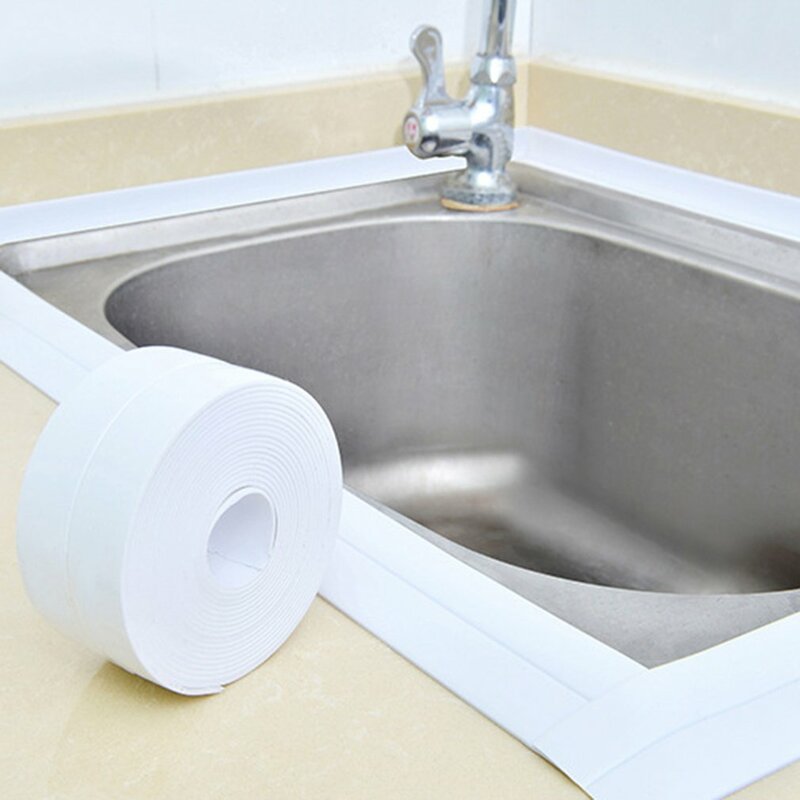 1 ROLL PVC Material Kitchen Bathroom Wall Sealing Tape Waterproof Mold Proof Adhesive Tape 38mm*3.2m