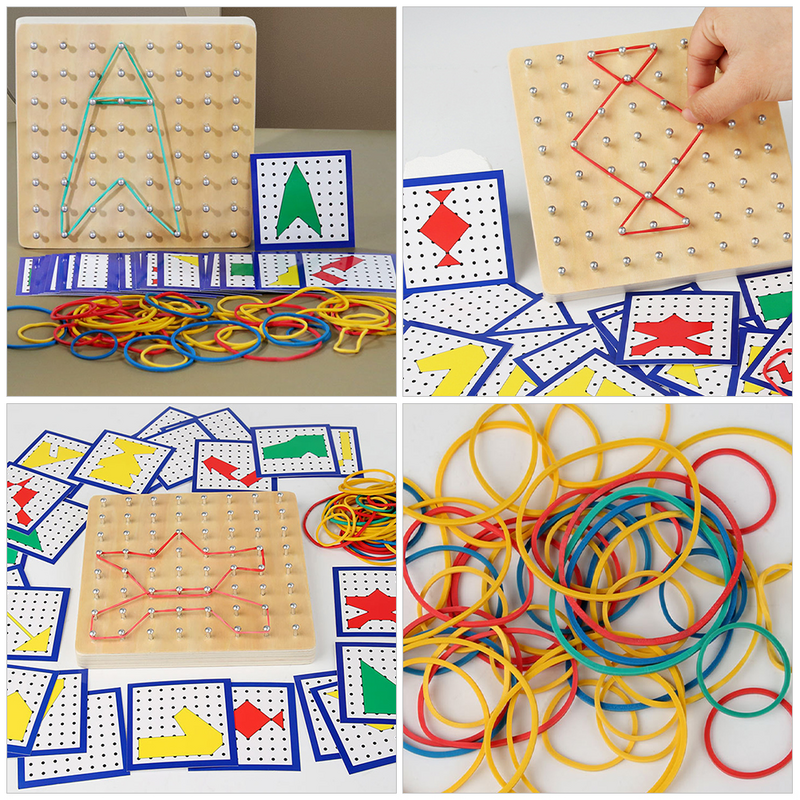 Di Toddler Toys Geometry Geoboard Puzzle Board Geometric Peg Board con pennarelli per bambini