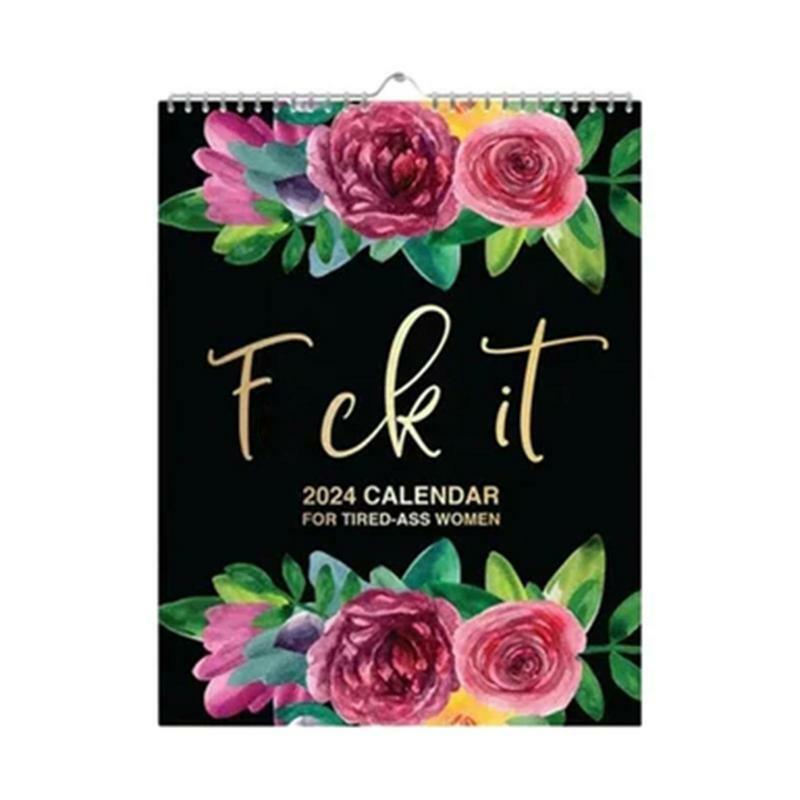 Calendario de pared creativo de papel para mujer, refranes de palabras de Cuss, para interiores, regalos de Año Nuevo, 2024