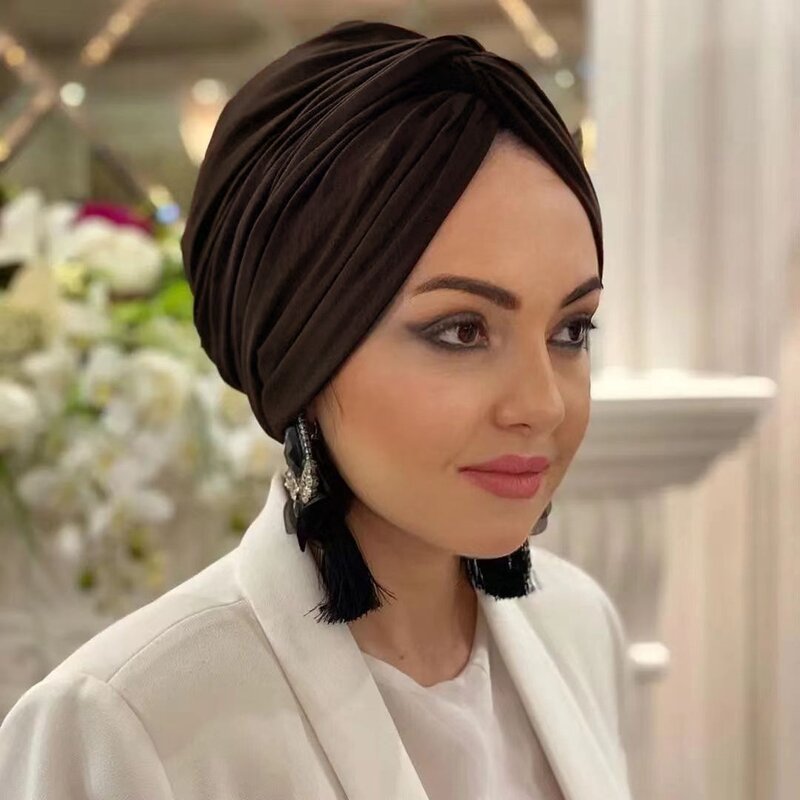 มุสลิมสีดำ Modal Hijab หมวก Undercap Abaya Hijabs สำหรับผู้หญิงอิสลาม Abayas Jersey Instant ห่อผู้หญิง Crinkle ภาษาสวีดิชคำผ้าไหมหมวก