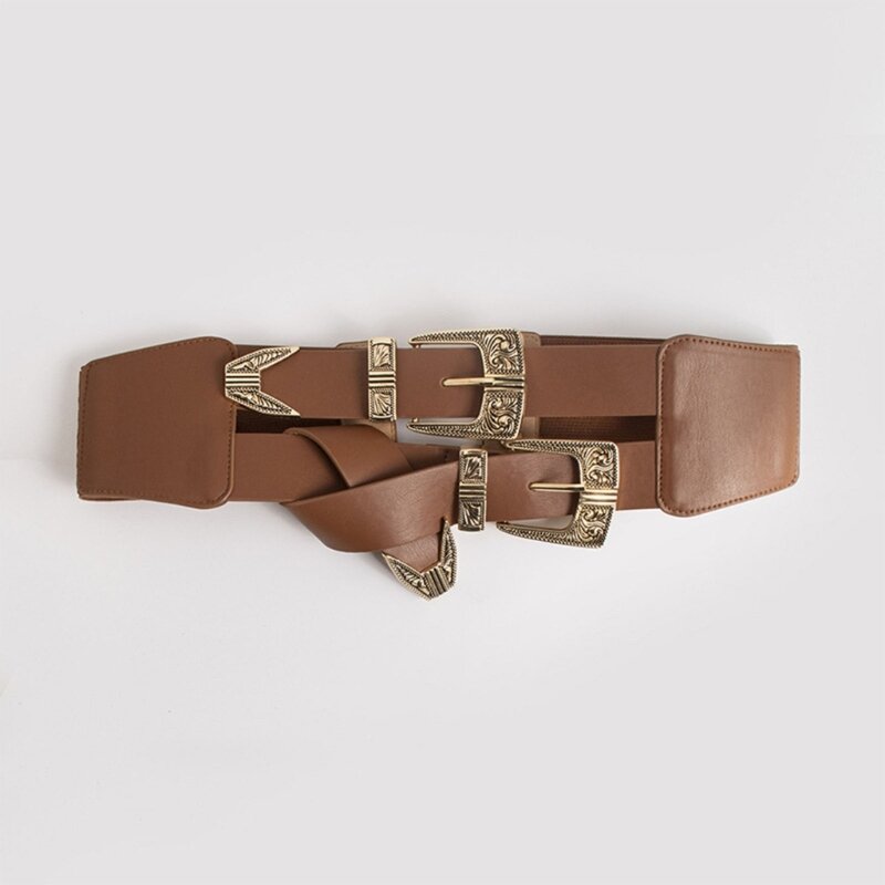 Cinturón cuero PU Durablity, cinturón cintura longitud ajustable para niña y mujer, cinturón decorativo para abrigo,