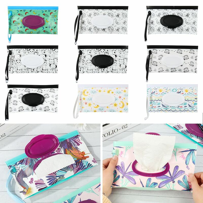 Fashion produk bayi portabel tas pembawa Snap-Strap kantong kosmetik tisu basah tas kotak tisu Aksesori kereta bayi