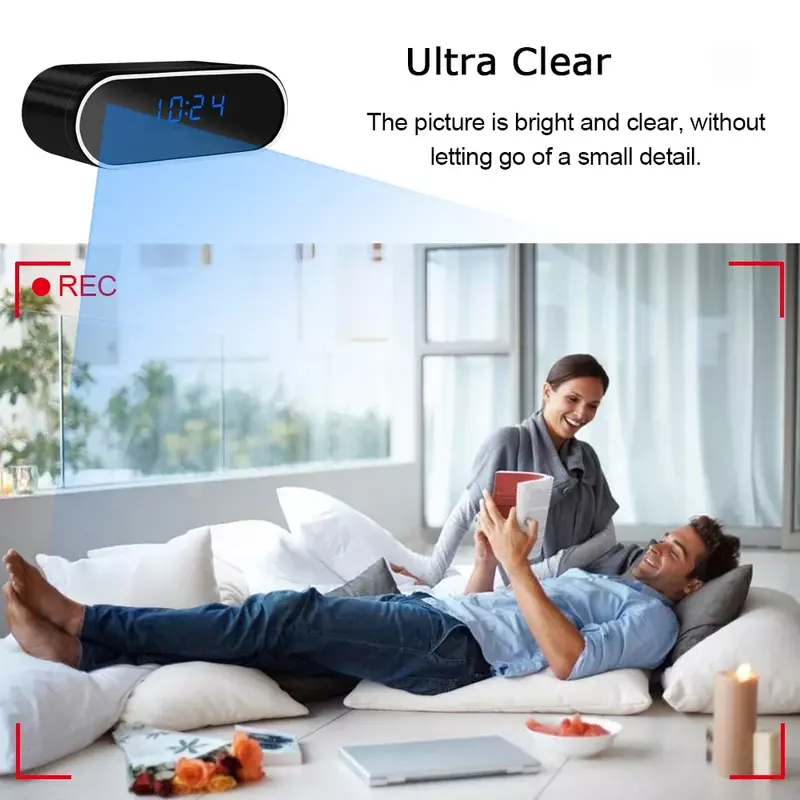 Minicámara con reloj Full HD 1080P, videocámara DVR con Control WIFI, visión nocturna, detección de movimiento, Monitor de vigilancia para el hogar