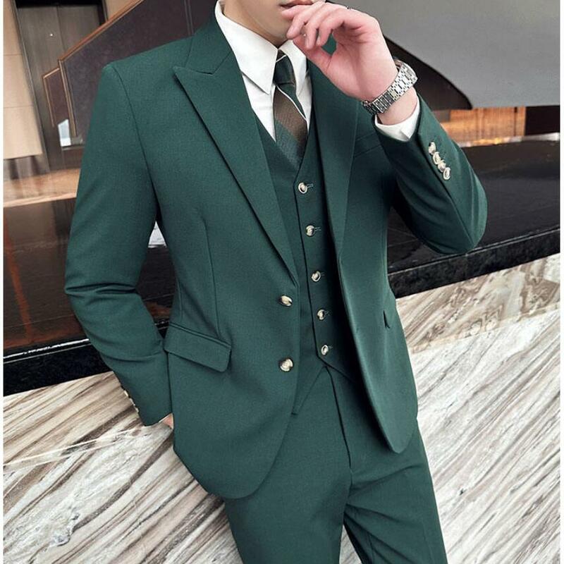 Brand Clothing Men Suits Blazers 3 Pieces Wedding Business Elegant Luxury Jackets Vest Pants Coats Formal Groom's Wedding Dress