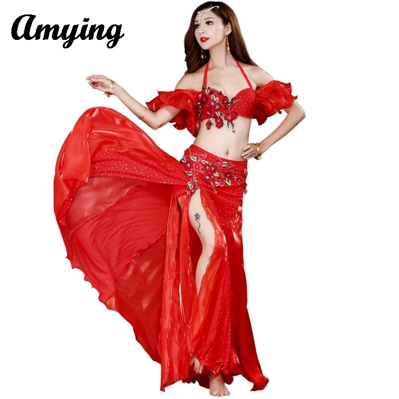 Sexy New Indian Dance Belly Dance Bra Beaded Embroidery Stage Performance Costume Set Women's Adult Show Dance Practice Clothes