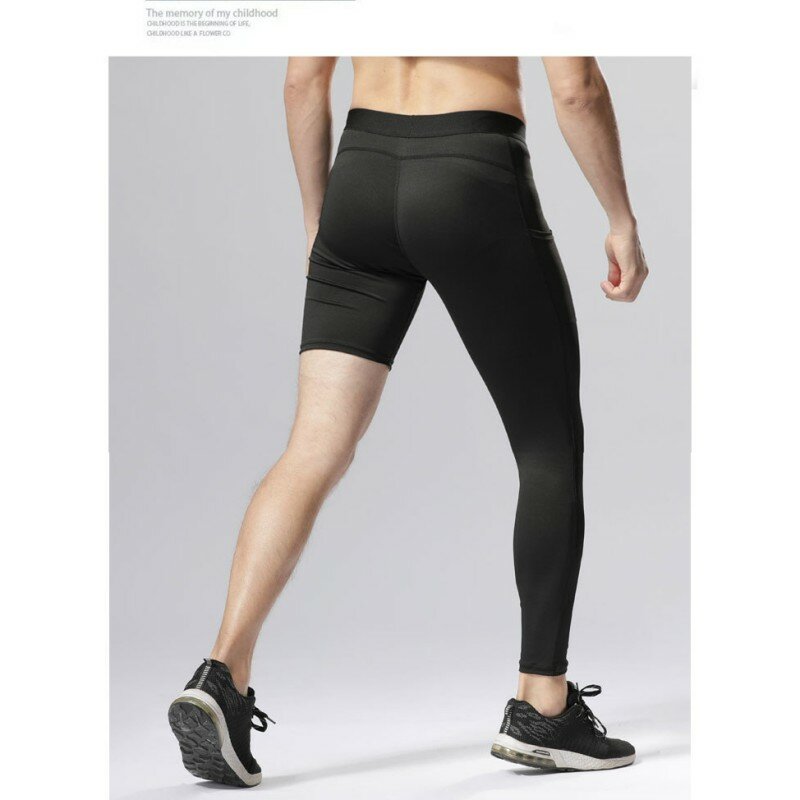 Moletom de alta elasticidade para homens, calça de compressão, leggings apertadas, esportes de corrida, calças justas secas rápidas, treino, calças de jogging