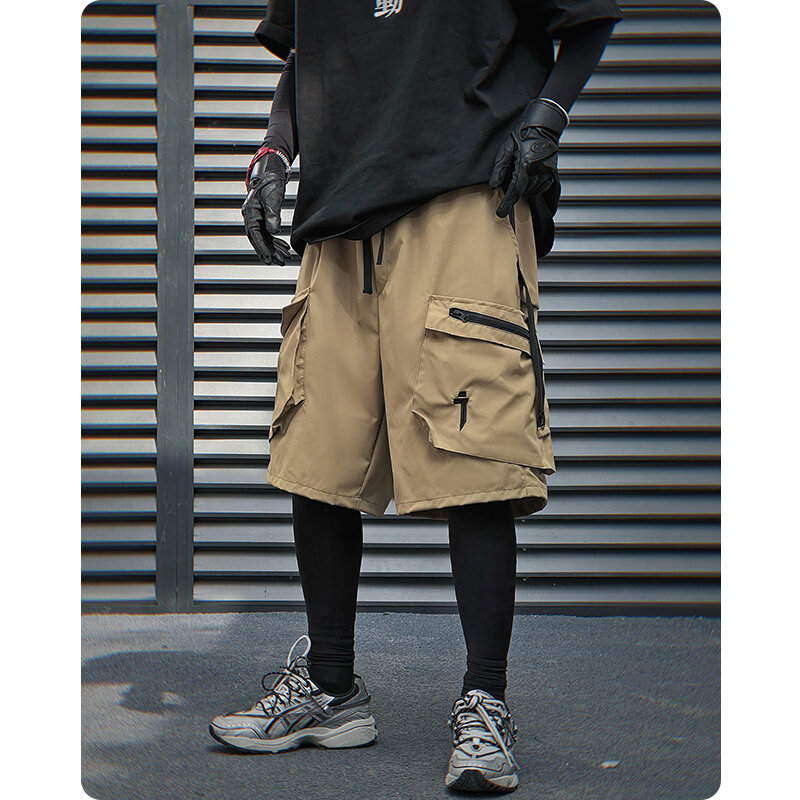Pantalones cortos estereoscópicos con bolsillos para hombre, ropa de trabajo de moda japonesa, pantalones Cargo de calle alta, ropa Harajuku, Verano