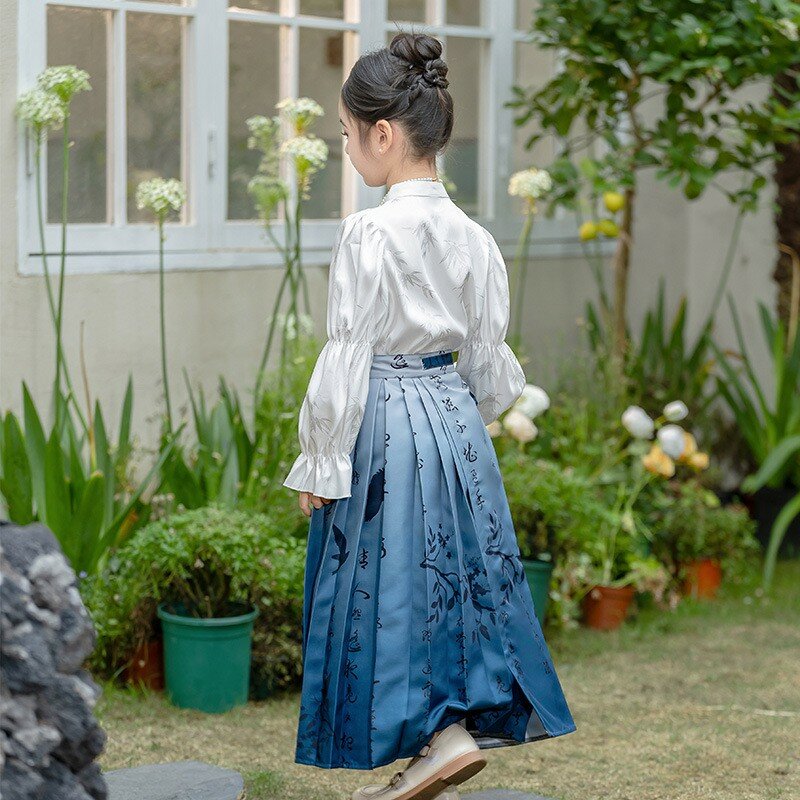 Dziewczęca nowa spódnica końska w stylu chińskim codziennie strój Tang dzieci zestaw Hanfu starożytna sukienka spódnica dla dzieci kobiet