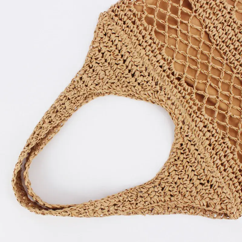 XXXXXX bolso de hombro de paja hueca informal para mujer, bolso de mano tejido a mano de gran capacidad, bolsos de playa de verano