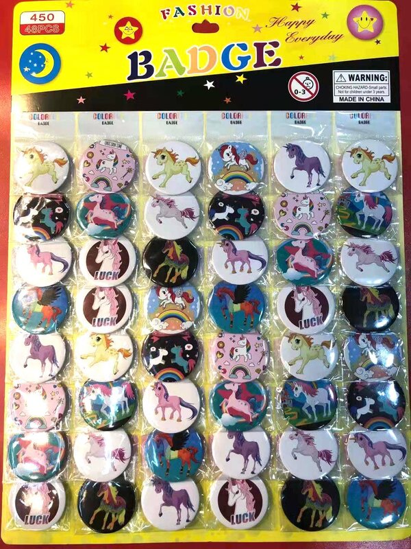 Conjunto de Pin de dibujos animados de unicornio para niño, insignia de 45MM y 4,5 CM, regalo para amigos, joyería al por mayor, 48 unids/set
