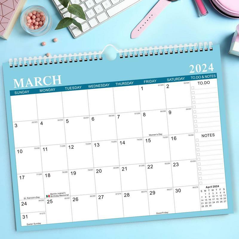 Kalender dinding 2023-24 estetika minimalis bulanan Desktop perencana 14.7*11.4in kalender perencana kertas tebal kalender tahunan untuk