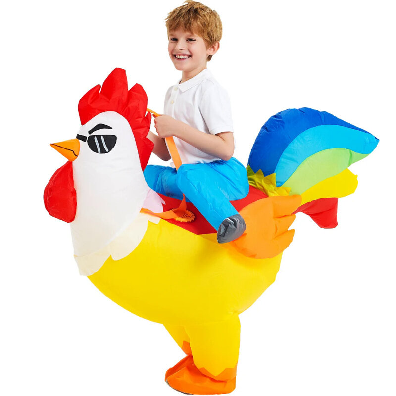 New Kids Child Inflatable Rooster Costume Shark Animal Mascot Anime Dress Suit Halloween Party Cosplay Costumes for Boys Girls
