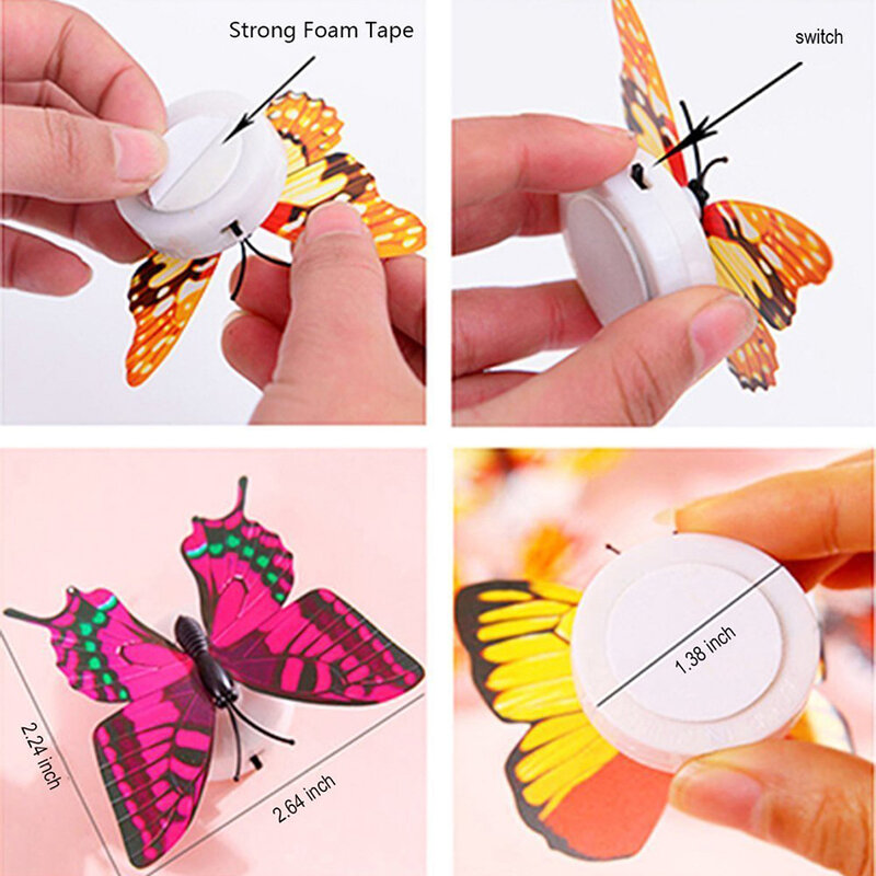 나비 야간 조명 붙여 넣기 가능 3D 나비 벽 스티커 램프, 홈 장식, DIY 거실 벽 스티커 조명, 1/5 개