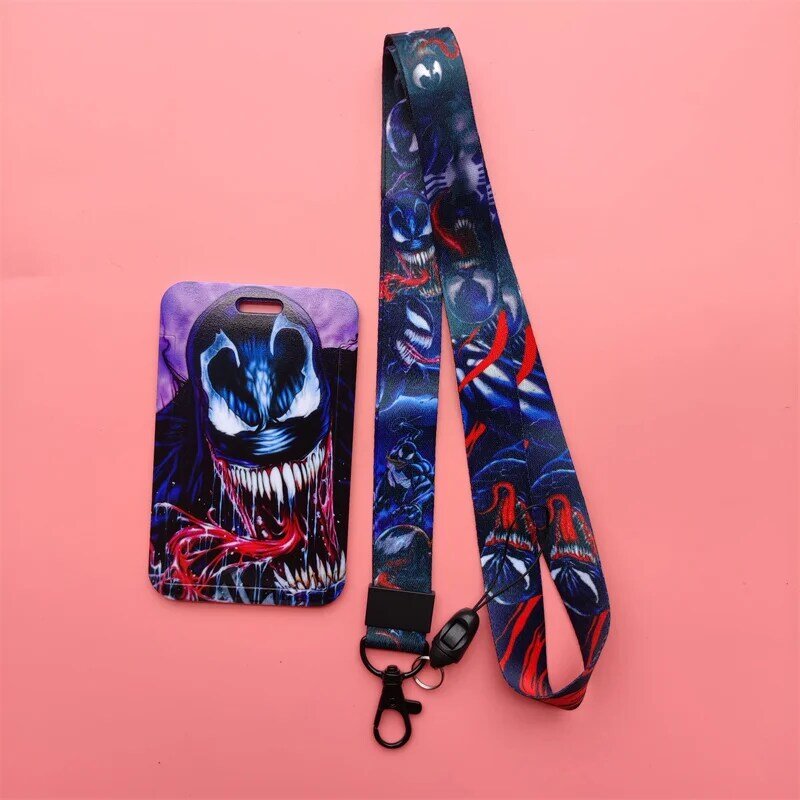 Disney Venom-portatarjetas de identificación para hombre, cordones para tarjetas de crédito, correa para el cuello, soporte retráctil para insignia de superhéroe