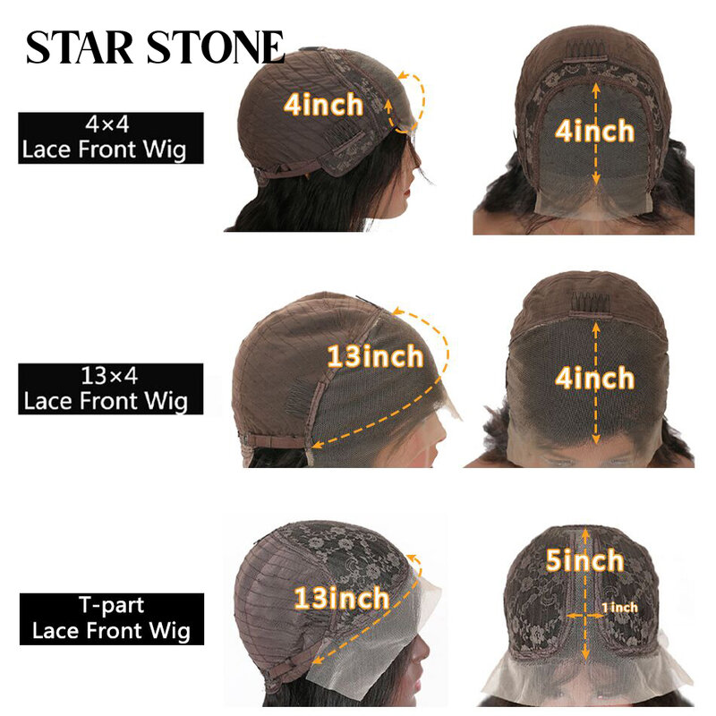 STAR STONE Wig Short Straight Bob Wig Brizilian Human Hair 13x4 Lace Front Wig #1B Pre Plucked 180% Density For Woman Remy Hair