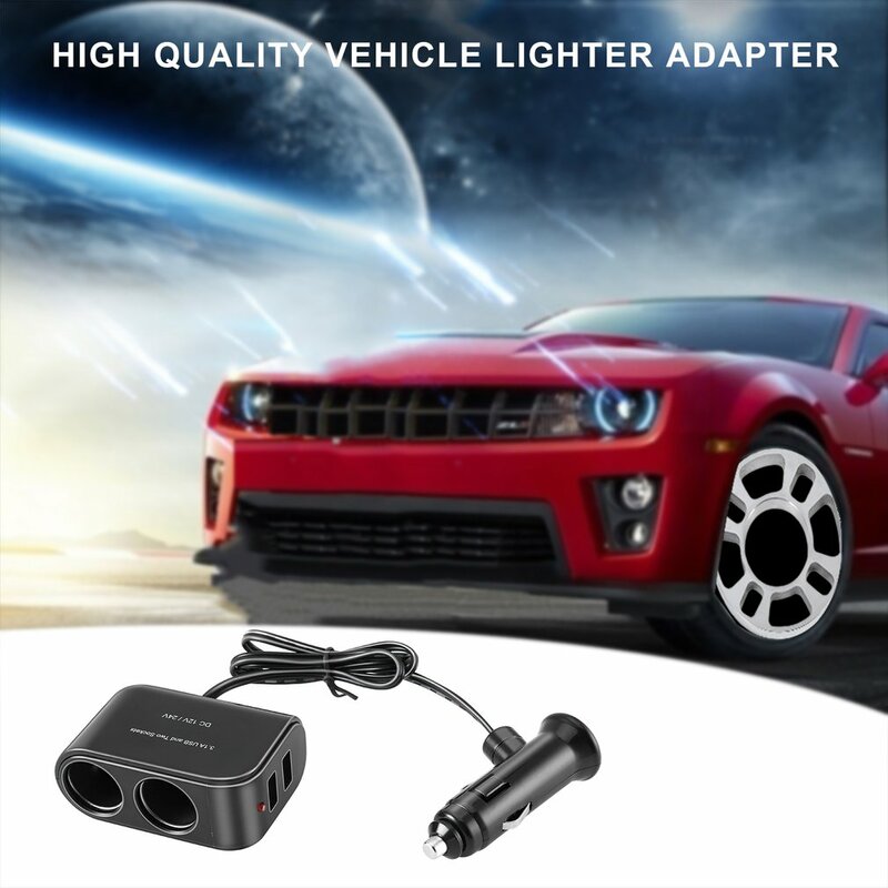 Encendedor de coche Universal de 2 vías + interruptor de luz LED, divisor de enchufe automático, Cargador USB de 12V/24V, adaptador de encendedor de vehículo, gran oferta