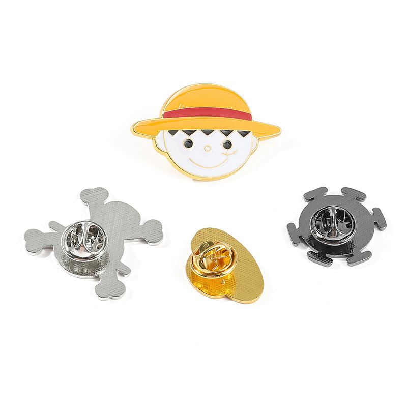 Accesorios de broche de Anime de una pieza, sombrero de paja, insignia de Luffy, broche de esmalte, joyería, ropa, mochila, Pin, accesorios de decoración