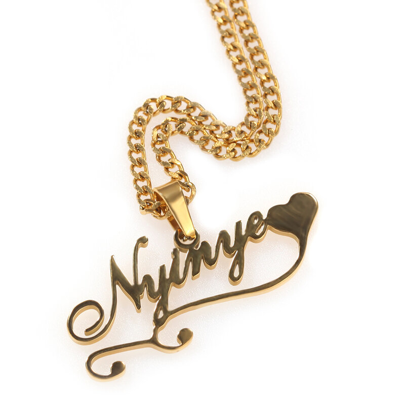 Uwin letras personalizadas nome colar de aço inoxidável colar moda hiphop jóias