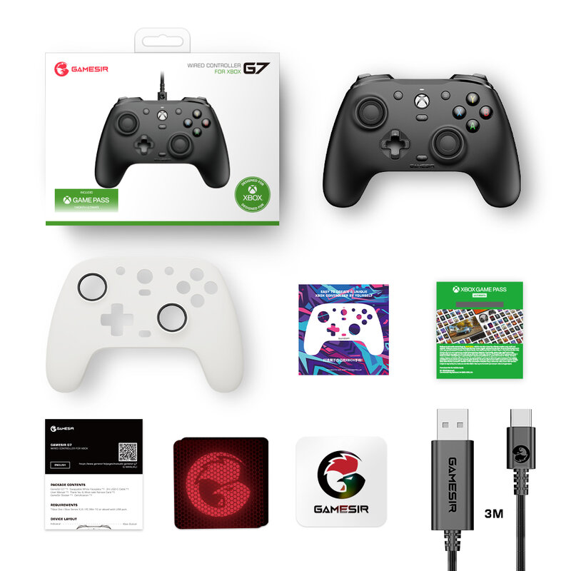 GameSir G7 Controller di gioco Xbox Gamepad cablato per Xbox Series X, Xbox Series S, Xbox One, PC Joystick ALPS, pannelli sostituibili