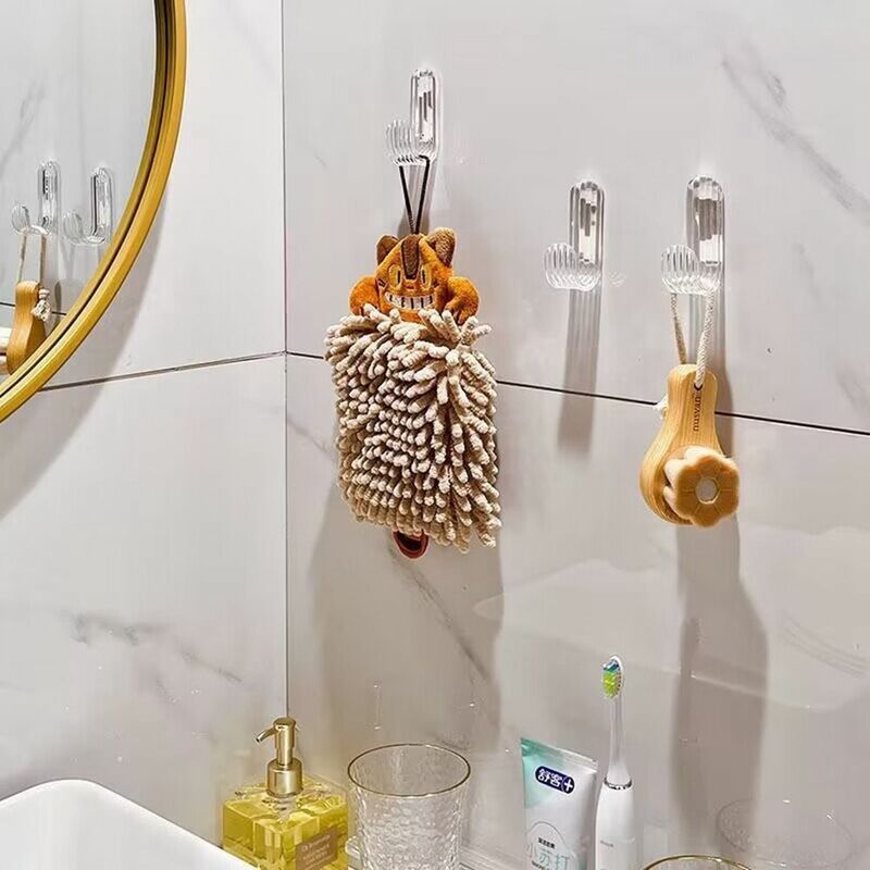 6Pcs Acrylic Acrylic Hook Light Luxury Punch-Free Decorative Key Cloth Organizer Tranparent Self Adhesive Bathroom