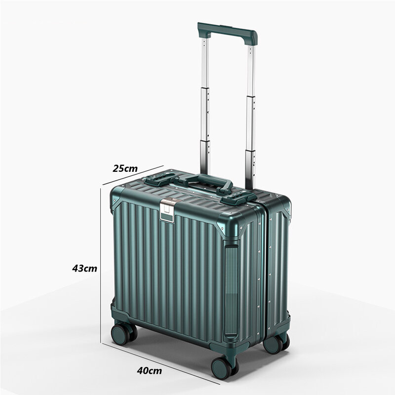 2023 Aluminum Magnesium Alloy Luggage Men/Women Travel Suitcase With Telescopic Pull Rod Spinner Size:43-25-40cm